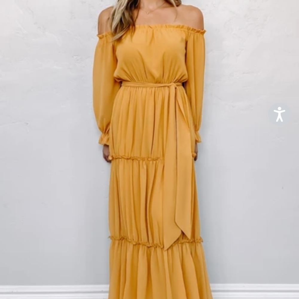 NWT Baltic born Isabel mustard off shoulder dress
